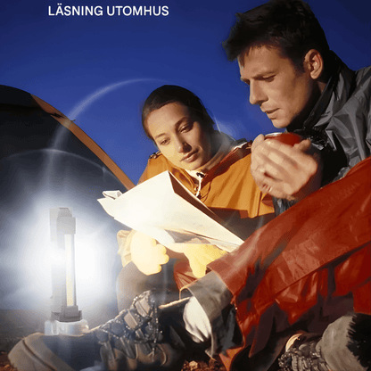 BrightMag – Uppladdningsbar COB+XPE LED Arbetslampa med Magnetfot, Krok och Flera Ljusstyrkor