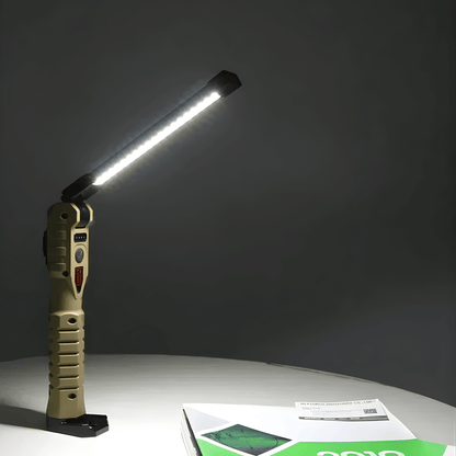 BrightMag – Uppladdningsbar COB+XPE LED Arbetslampa med Magnetfot, Krok och Flera Ljusstyrkor