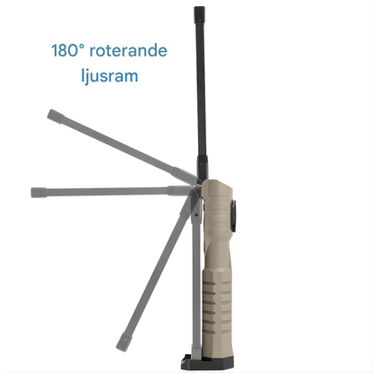 BrightMag – Uppladdningsbar COB+XPE LED Arbetslampa med Magnetfot, Krok och Flera Ljusstyrkor