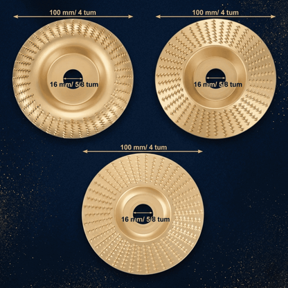 CarveEdge – 3-pack Slipskivor för Vinkelslip i Höghårdstål – Platt, Böjd och Sned Profil