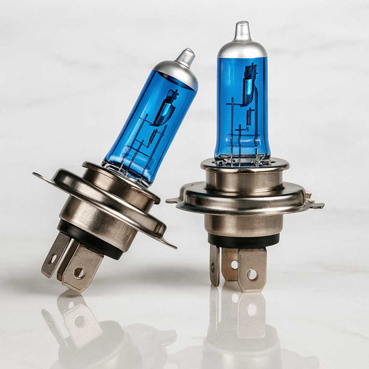 BrightBeam - 2-pack H4 Halogenlampa 12V 60/55W eller 100W | Xenonlook 6000K Vit Strålkastare för Bil | High/Low Beam P43T