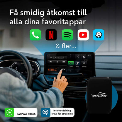 StreamRide – SmartBox | Gjør din kablede CarPlay om til trådløs CarPlay og Android Auto med videoapper