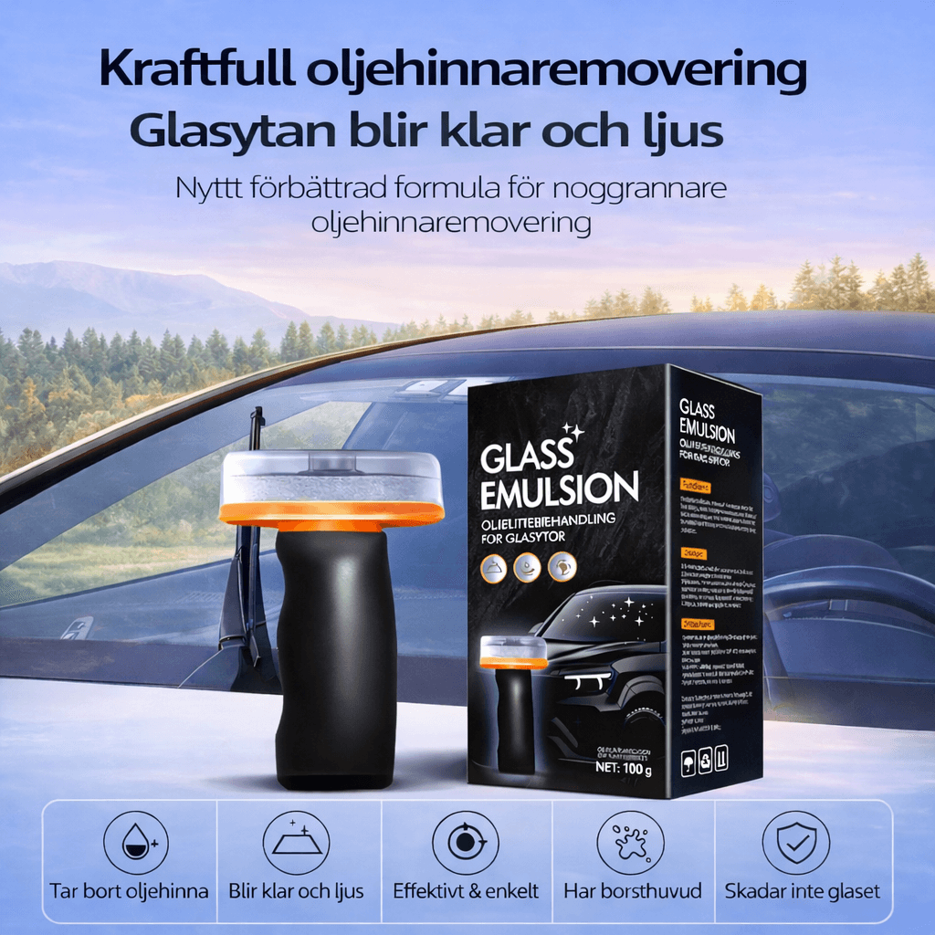 ClearVista – Ölfilmreiniger für Autoscheiben und Glasoberflächen, 100 g, mit integrierter Bürste