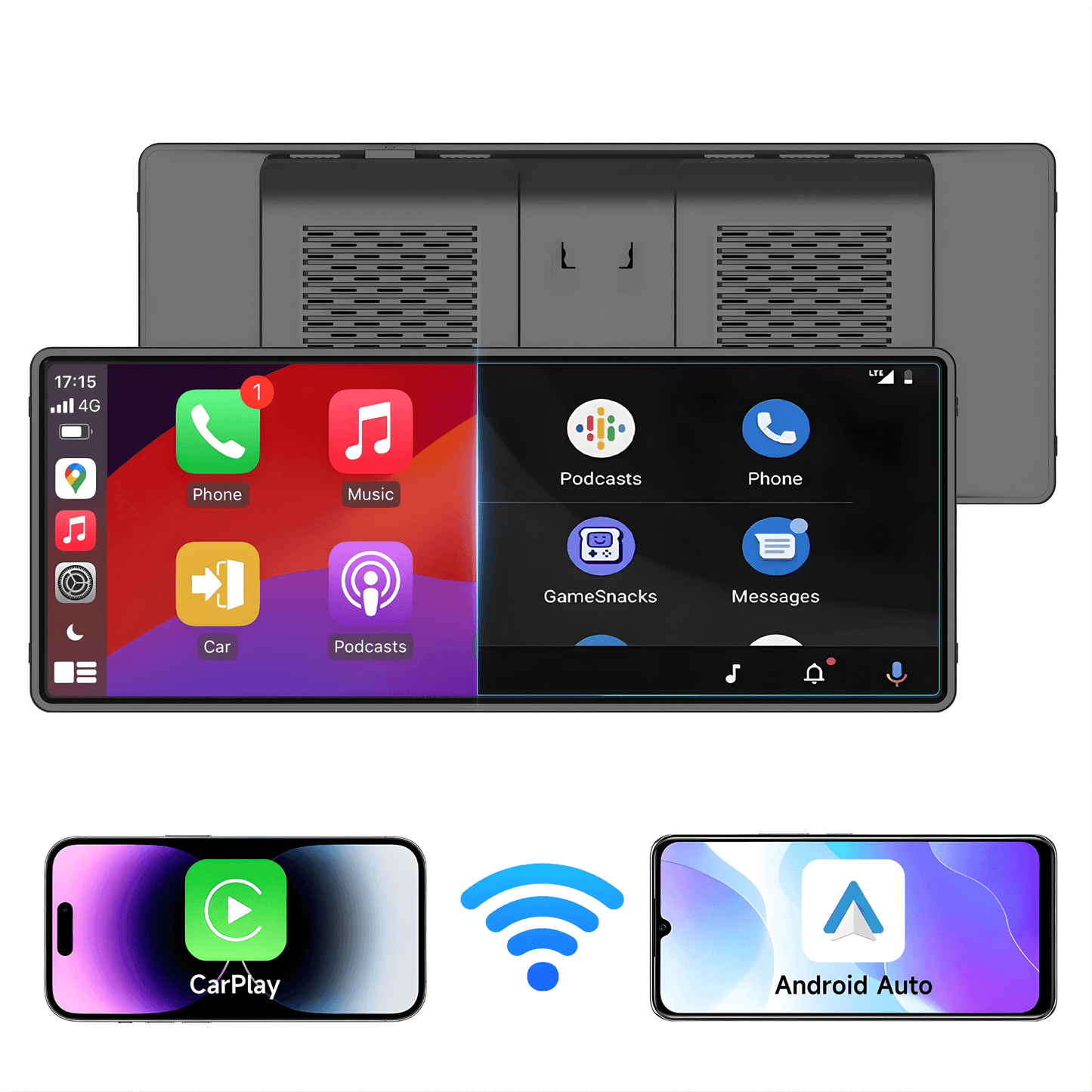 DriveView – Universal 10.26" Bilskärm med Trådlös CarPlay/Android Auto, WIFI, Touchscreen & Dubbelkamera-stöd