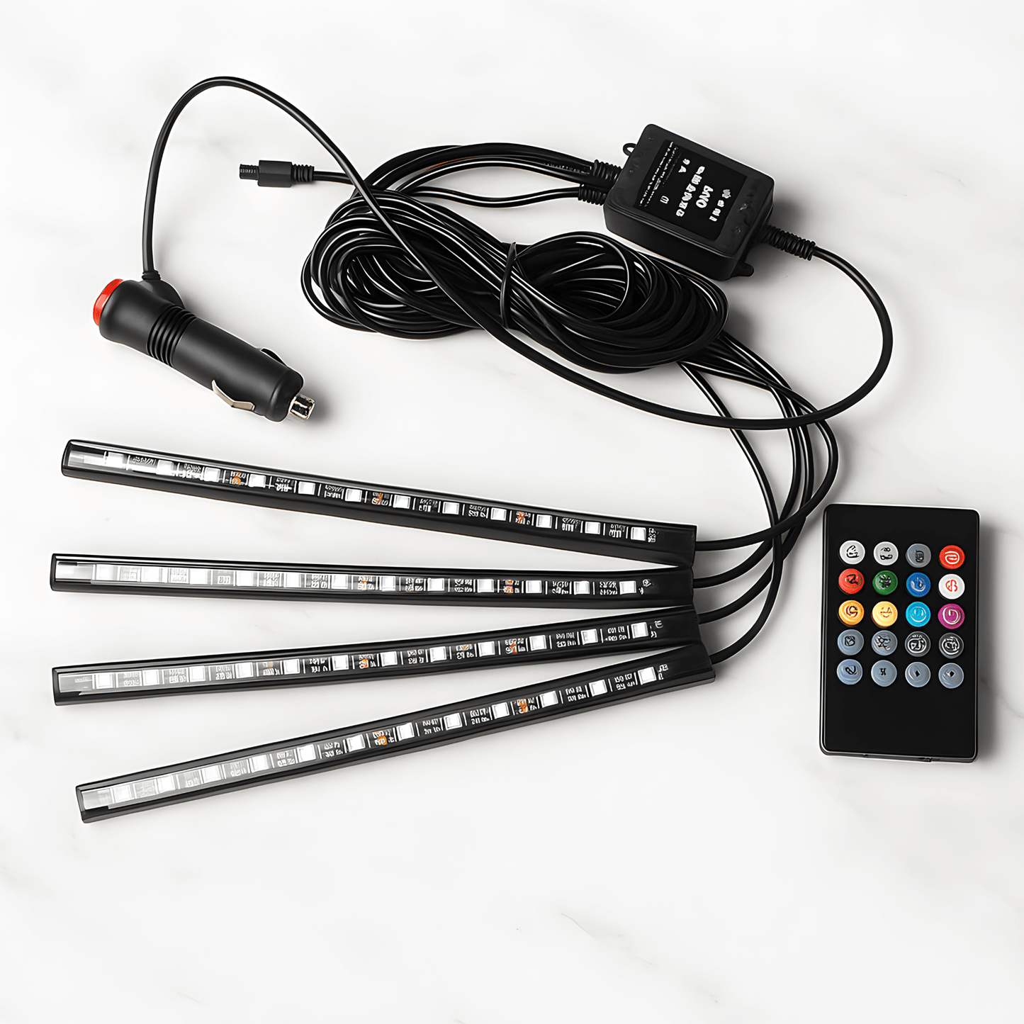 GlowFoot – RGB Bilbelysning för Fotutrymme med Fjärrkontroll & Dekorativ Interiörbelysning