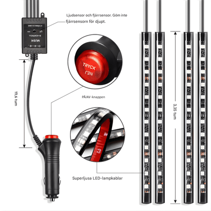 GlowFoot – RGB Bilbelysning för Fotutrymme med Fjärrkontroll & Dekorativ Interiörbelysning