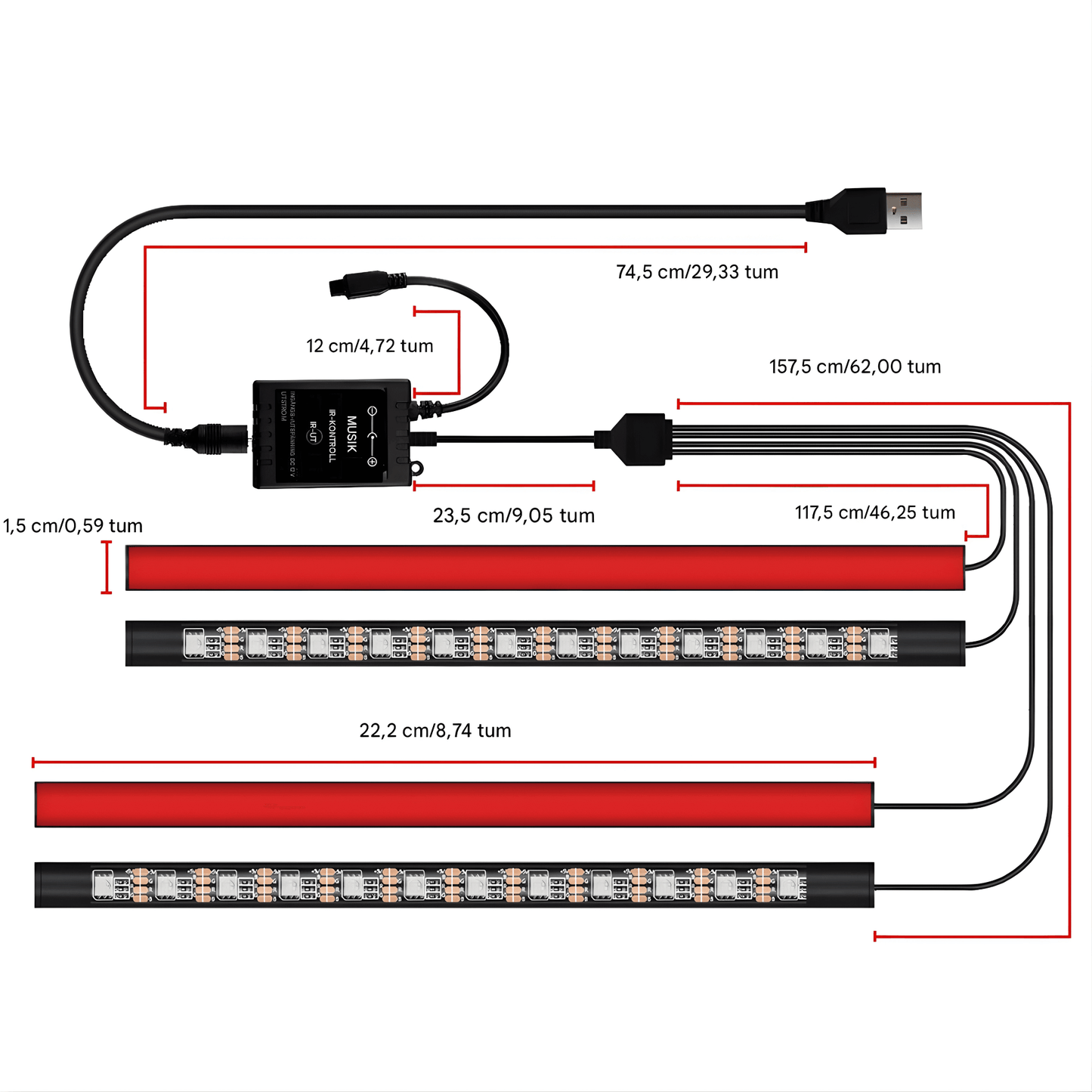 GlowFoot – RGB Bilbelysning för Fotutrymme med Fjärrkontroll & Dekorativ Interiörbelysning