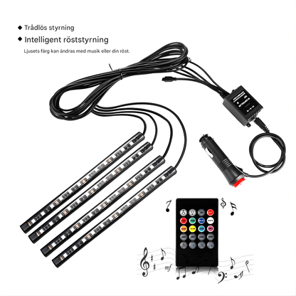 GlowFoot – RGB Bilbelysning för Fotutrymme med Fjärrkontroll & Dekorativ Interiörbelysning