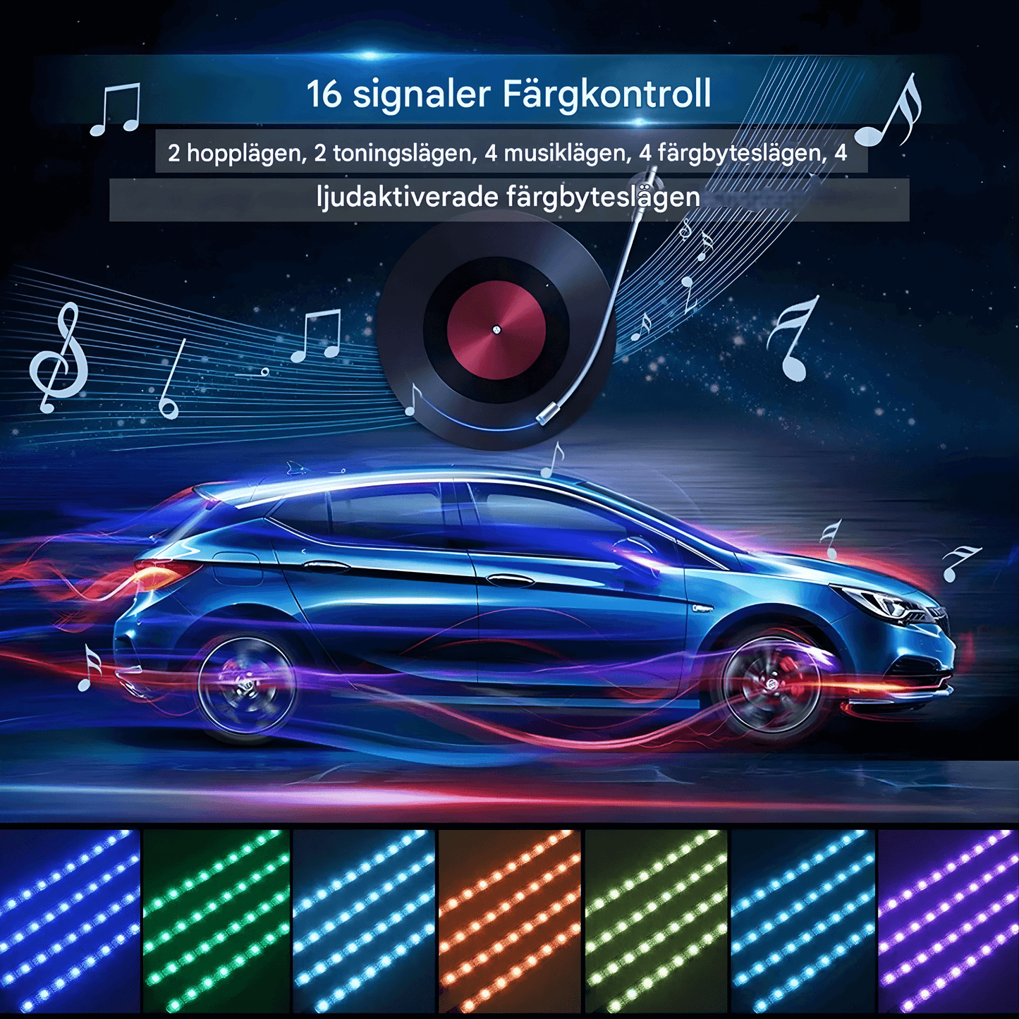 GlowFoot – RGB Bilbelysning för Fotutrymme med Fjärrkontroll & Dekorativ Interiörbelysning