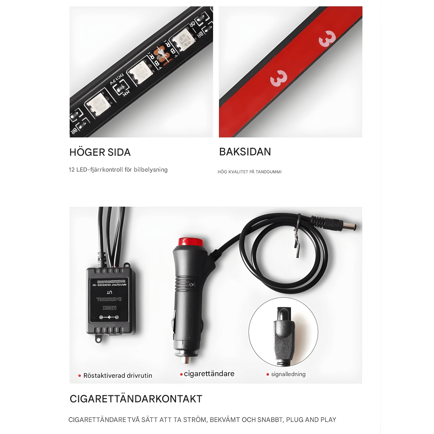 GlowFoot – RGB Bilbelysning för Fotutrymme med Fjärrkontroll & Dekorativ Interiörbelysning