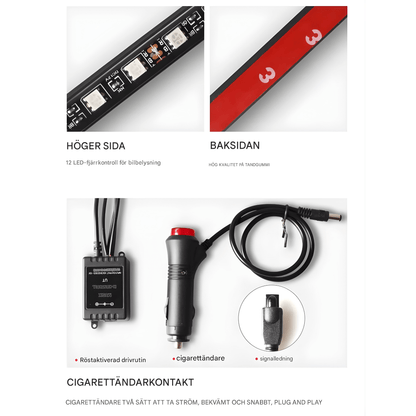 GlowFoot – RGB Bilbelysning för Fotutrymme med Fjärrkontroll & Dekorativ Interiörbelysning