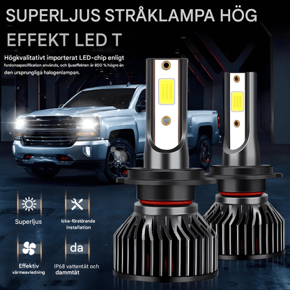 LumiCore - LED H4/H7/H11/H1/H3/H8/9005/9006/9012 2000W 6000K Canbus Turbo-Belysning