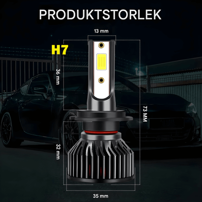 LumiCore - LED H4/H7/H11/H1/H3/H8/9005/9006/9012 2000W 6000K Canbus Turbo-Belysning