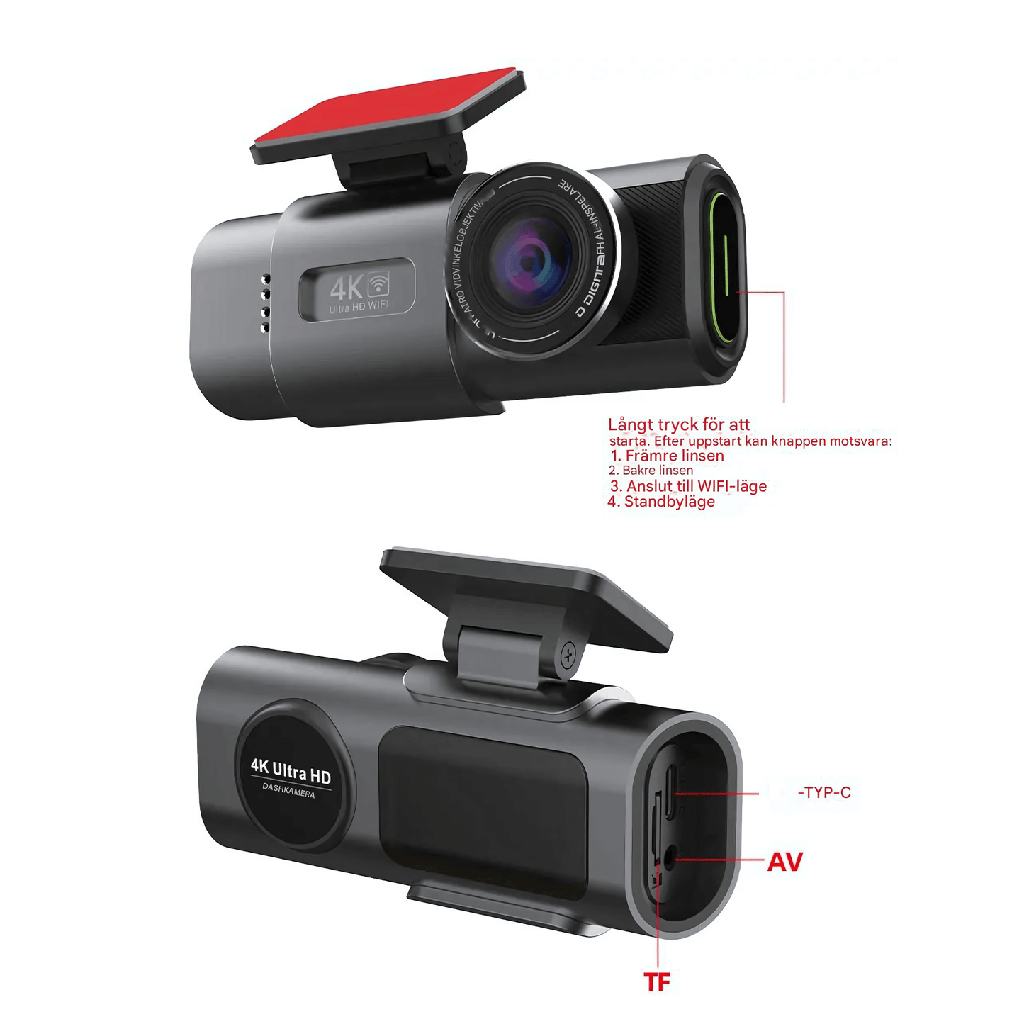 ViewNova – 4K Dashcam med GPS, WiFi och Nattinspelning för Bilövervakning