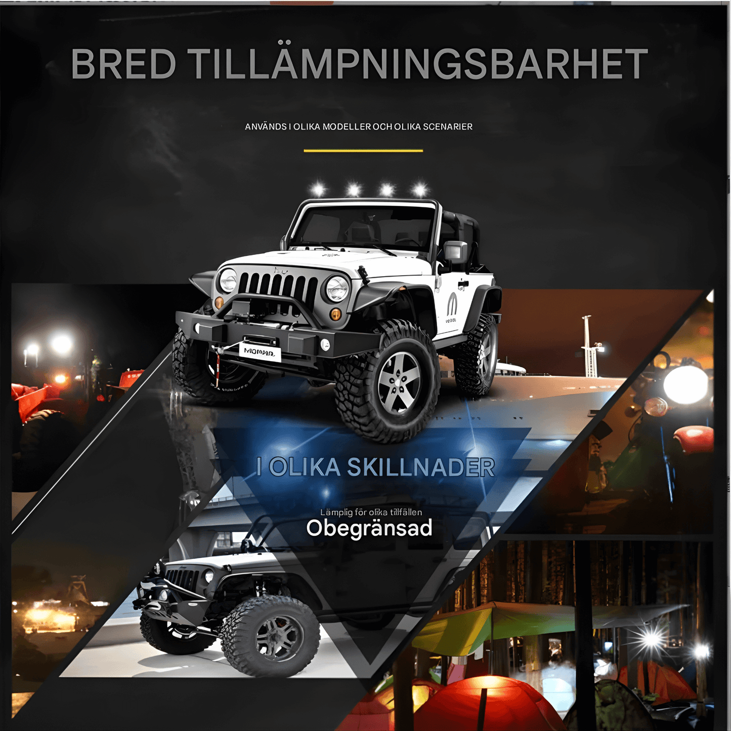 NightRidge – LED Arbetsljus 7” för Bil, Jeep, SUV, ATV, Båt & Arbetsfordon (12/24V, 60W, IP68, 6000K)