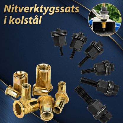 RivMaster – Mångsidig Popnitmuttersats med 60 Delar i Kolstål – M3 M4 M5 M6 M8 Gängnitmuttrar