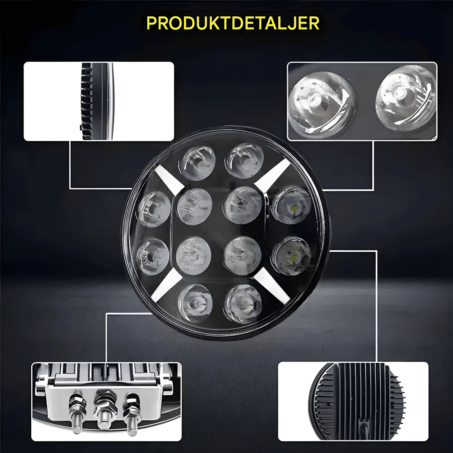 RuggedBeam – 7" Rund Off-Road LED Arbets- och Strålkastare för Jeep, SUV, Lastbil och ATV 12/24V