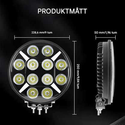 RuggedBeam – 7" Rund Off-Road LED Arbets- och Strålkastare för Jeep, SUV, Lastbil och ATV 12/24V