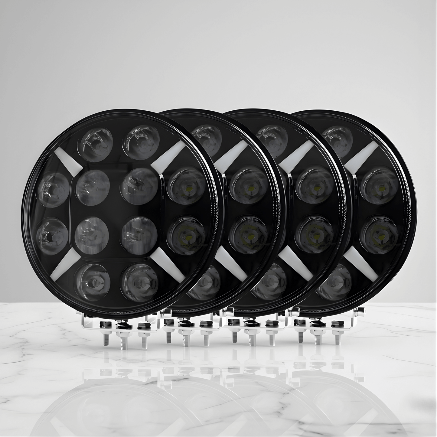 RuggedBeam – 7" Rund Off-Road LED Arbets- och Strålkastare för Jeep, SUV, Lastbil och ATV 12/24V