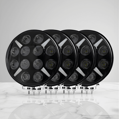 RuggedBeam – 7" Rund Off-Road LED Arbets- och Strålkastare för Jeep, SUV, Lastbil och ATV 12/24V