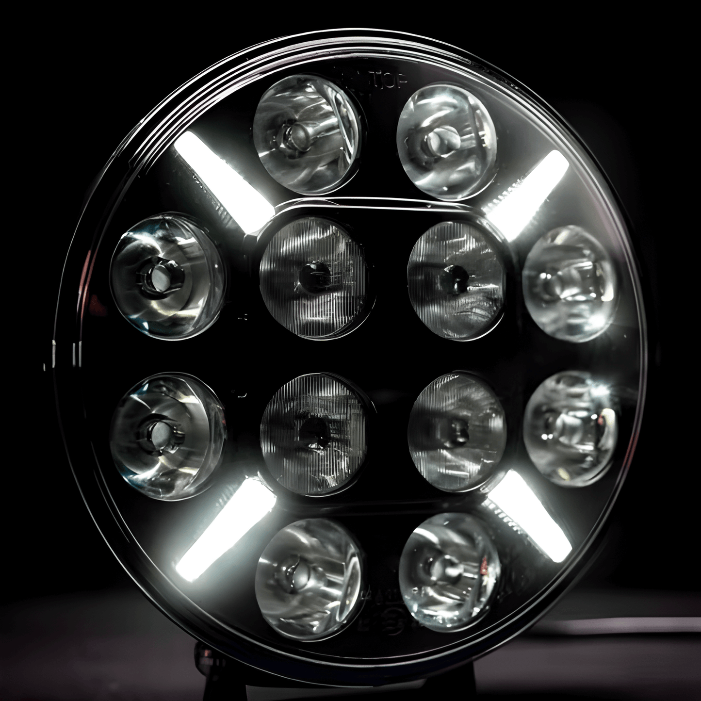 RuggedBeam – 7" Rund Off-Road LED Arbets- och Strålkastare för Jeep, SUV, Lastbil och ATV 12/24V