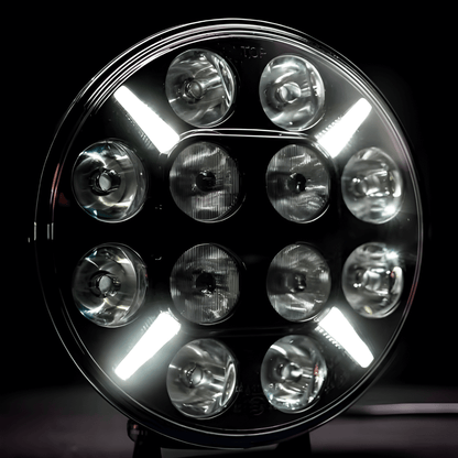 RuggedBeam – 7" Rund Off-Road LED Arbets- och Strålkastare för Jeep, SUV, Lastbil och ATV 12/24V