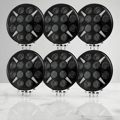 RuggedBeam – 7" Rund Off-Road LED Arbets- och Strålkastare för Jeep, SUV, Lastbil och ATV 12/24V