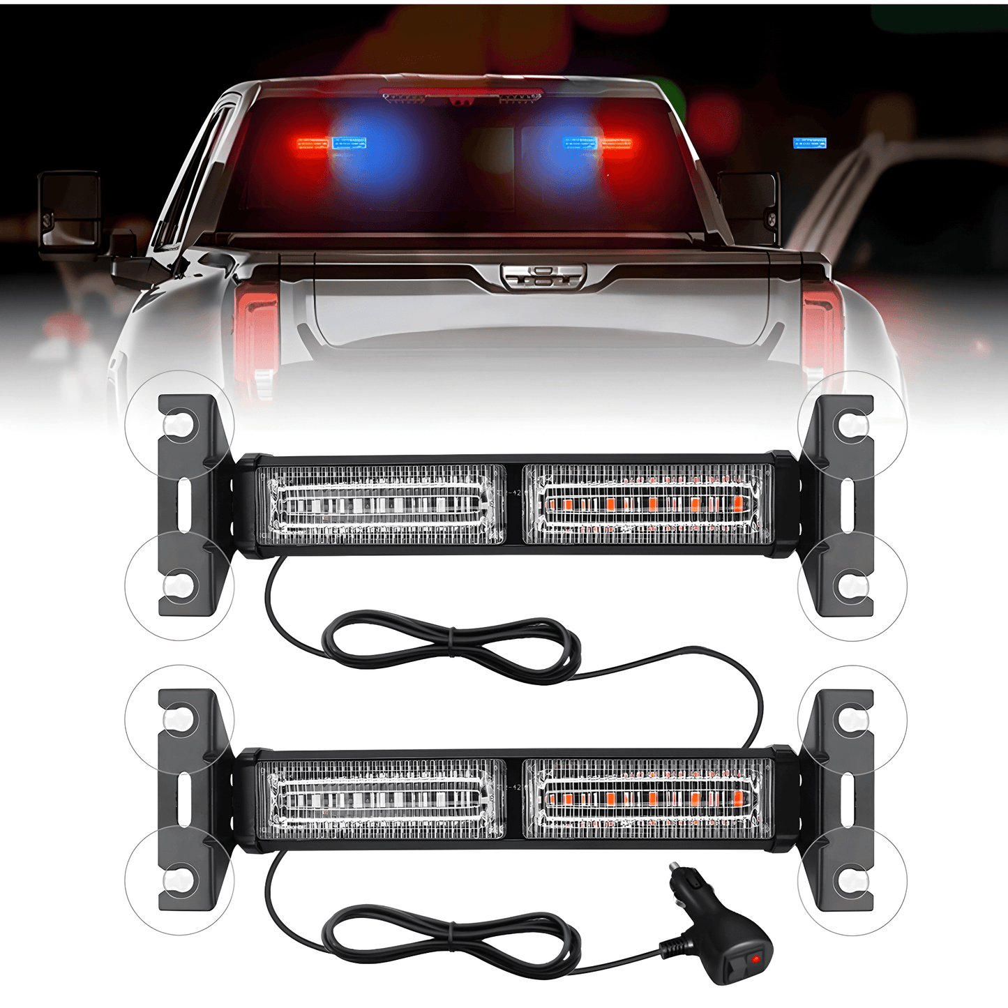 SignalBeam – LED Strobe Light för Bil & Pickup med Sugkoppar, Flera Ljuslägen & 12V–24V Kompatibilitet