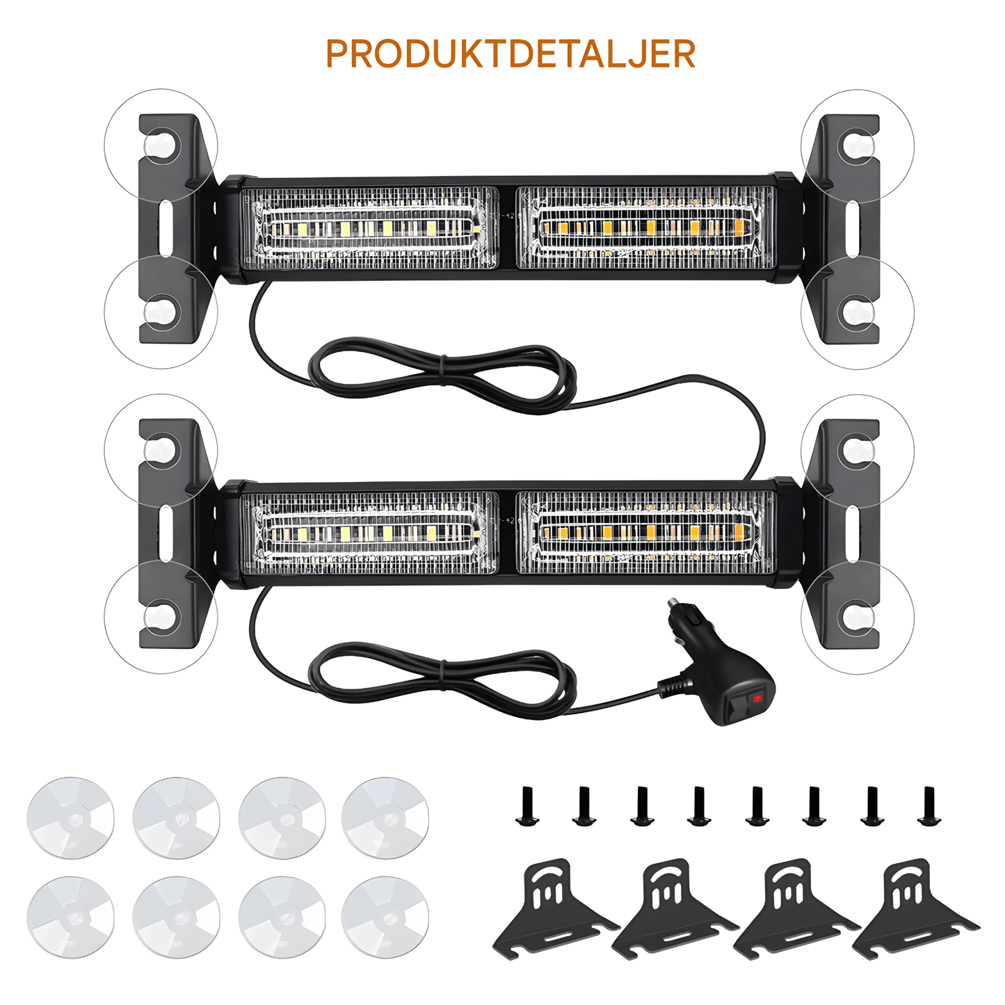 SignalBeam – LED Strobe Light för Bil & Pickup med Sugkoppar, Flera Ljuslägen & 12V–24V Kompatibilitet