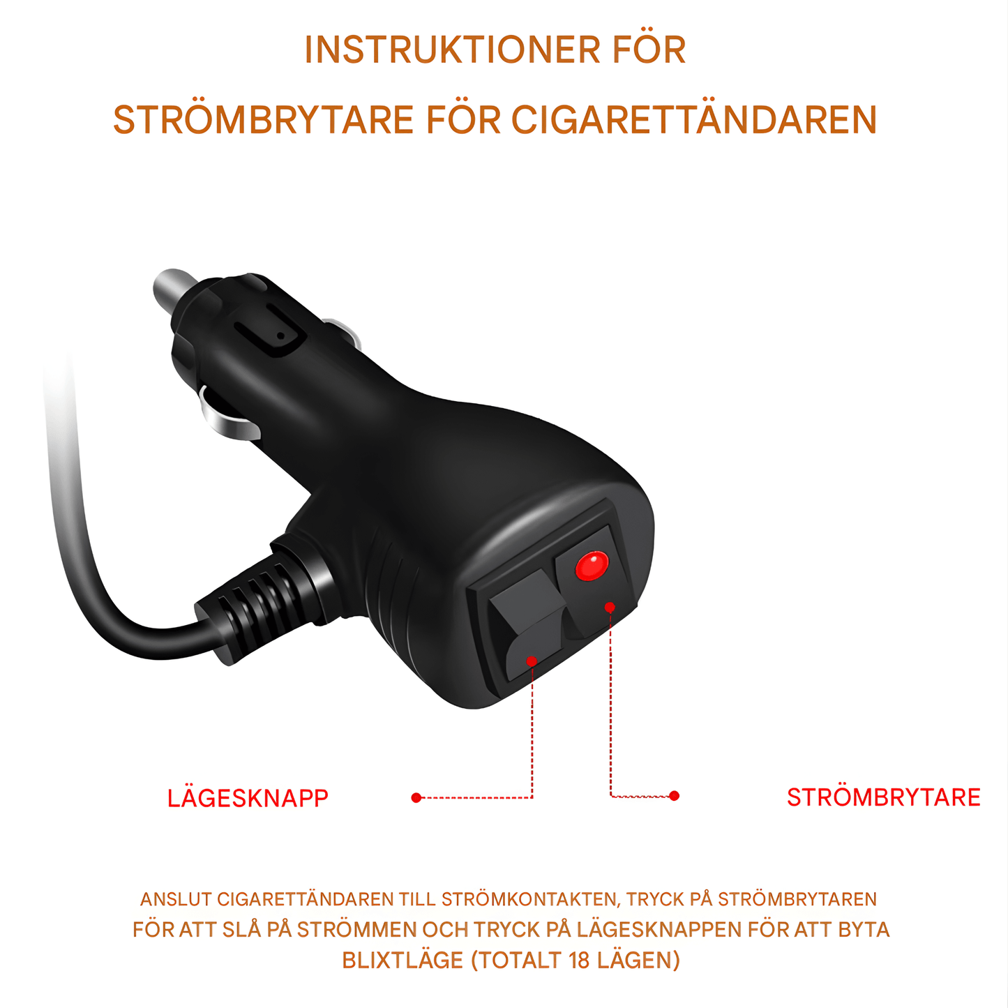 SignalBeam – LED Strobe Light för Bil & Pickup med Sugkoppar, Flera Ljuslägen & 12V–24V Kompatibilitet