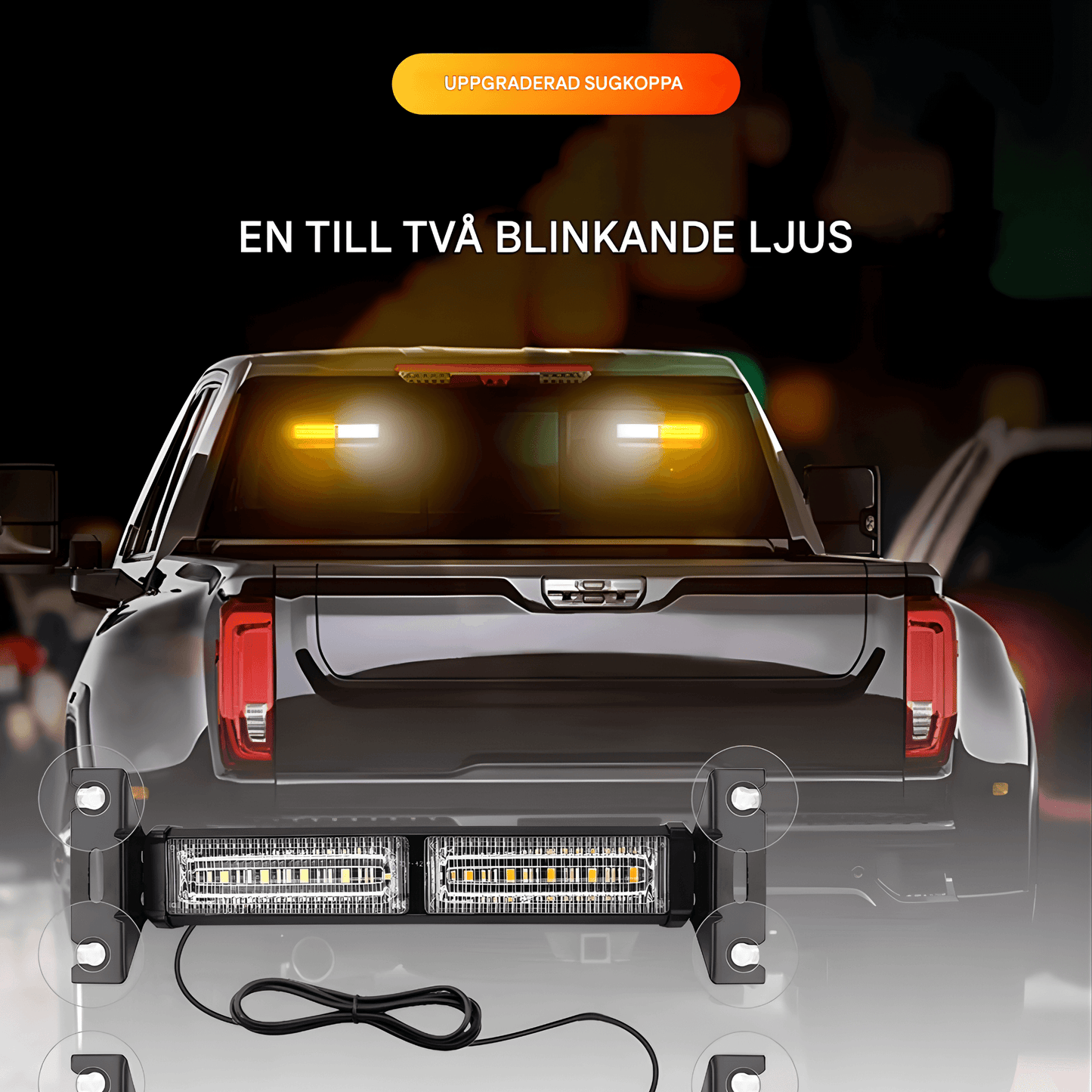 SignalBeam – LED Strobe Light för Bil & Pickup med Sugkoppar, Flera Ljuslägen & 12V–24V Kompatibilitet