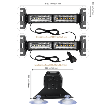 SignalBeam – LED Strobe Light för Bil & Pickup med Sugkoppar, Flera Ljuslägen & 12V–24V Kompatibilitet