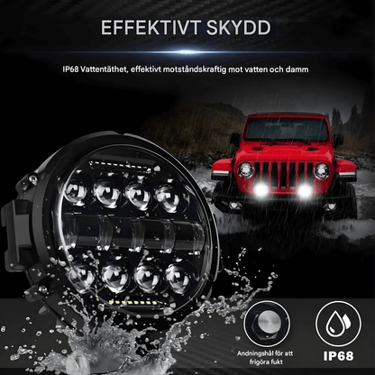 TitanRay - 7"  Rund LED-Arbetslampa med DRL, IP68 & Anpassningsbar Combo-Stråle för Offroad och Arbetsfordon