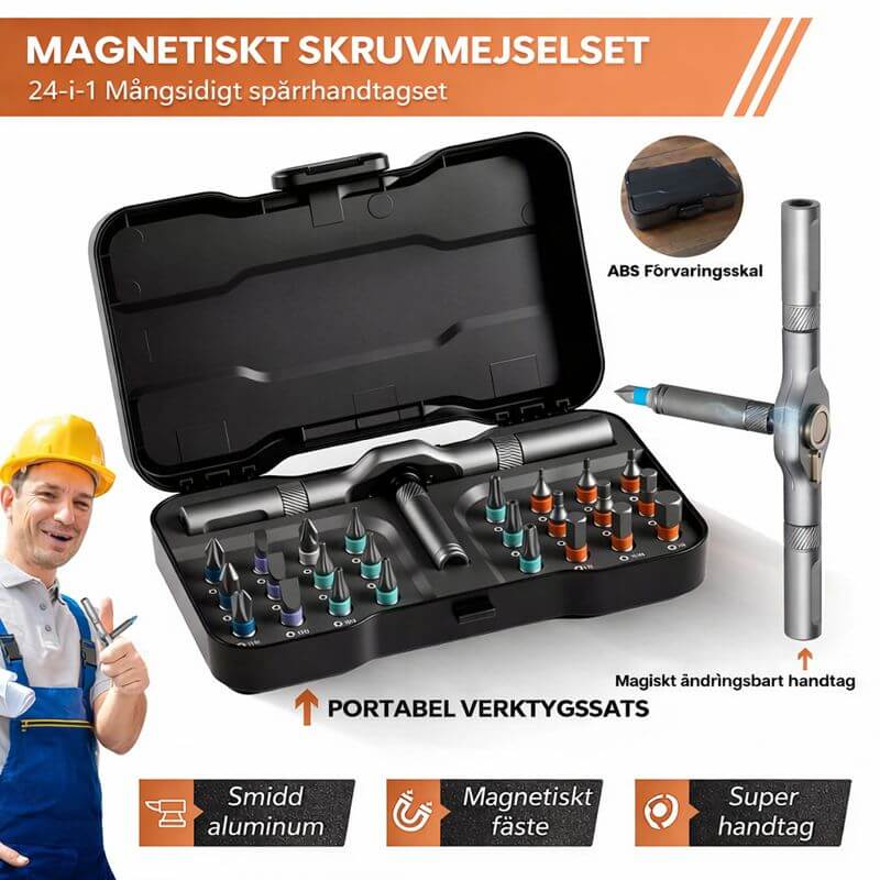 TorqueMate - 24-in-1 Multi-Tool Schroevendraaier met Vergrendelfunctie, Magnetische Bits & Compact Opbergen voor Thuis, PC en Doe-Het-Zelf