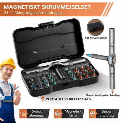 TorqueMate - 24-in-1 Multi-Tool Schroevendraaier met Vergrendelfunctie, Magnetische Bits & Compact Opbergen voor Thuis, PC en Doe-Het-Zelf