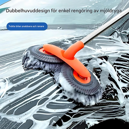 RotoReach - Teleskopisk Biltvättmopp med Dubbelborste, 360° Roterande Huvud och Löstagbar Design