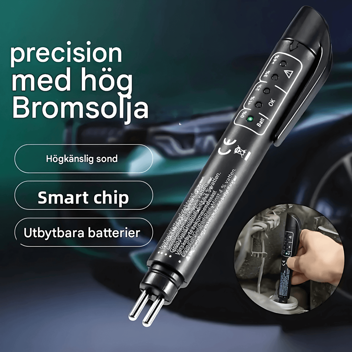 FluidCheck - Bromsvätskepenna | LED Tester för Bromsoljans Vattenhalt DOT3/DOT4/DOT5