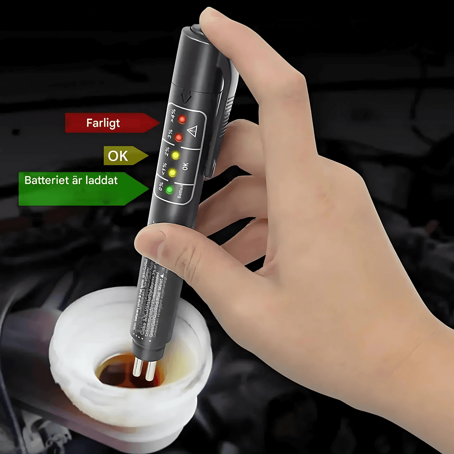 FluidCheck - Bromsvätskepenna | LED Tester för Bromsoljans Vattenhalt DOT3/DOT4/DOT5