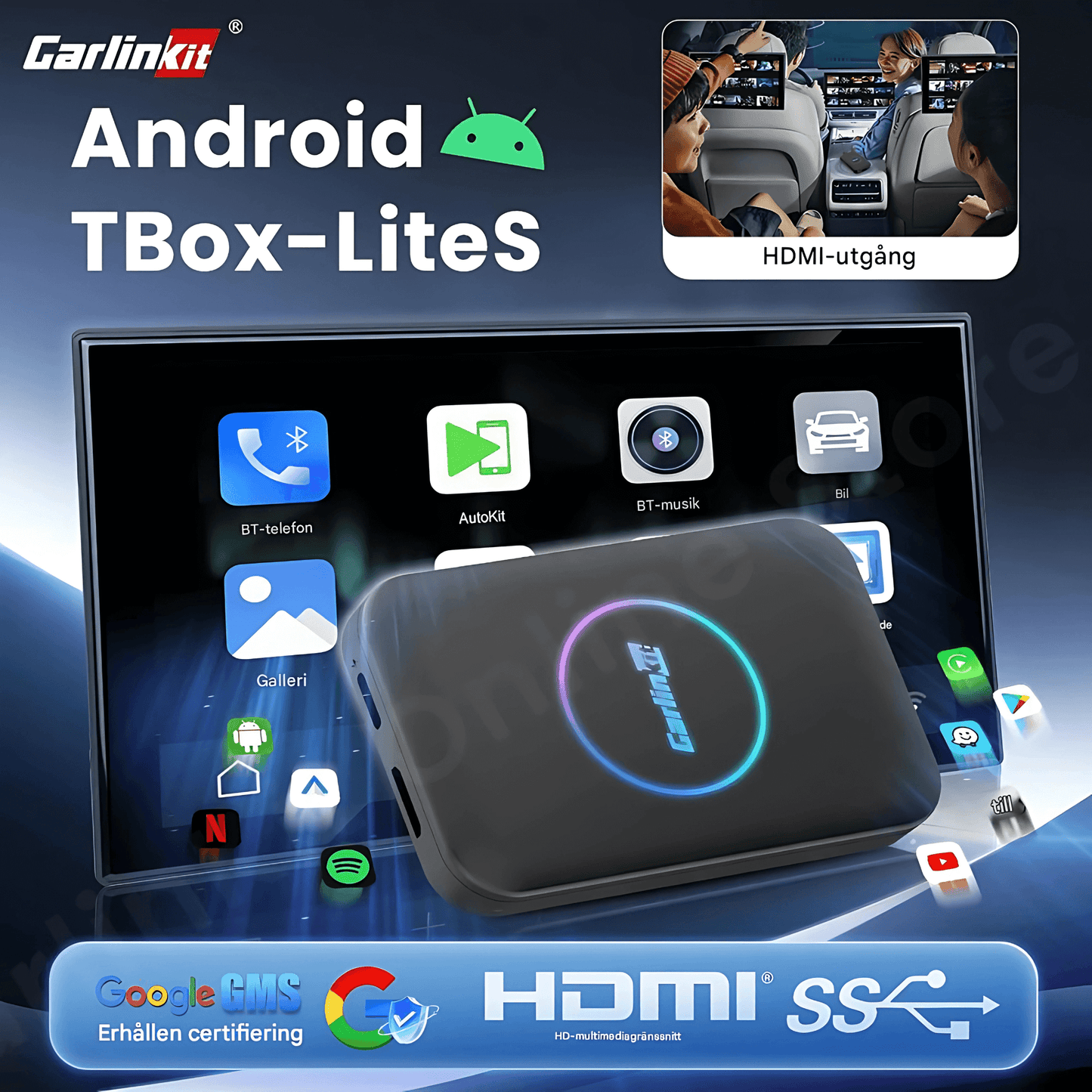 StreamDrive – Android TV Box med Trådlös CarPlay, HDMI & Dual-Band WiFi för Bilunderhållning