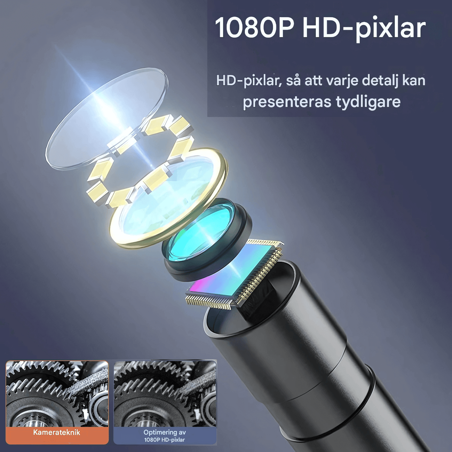 ScopeLite - Endoskopkamera | 4.3" IPS-Skärm, 1080P, IP67, 8 LED & Flexibel Kabel för Inspektion av Bil, Rör & Trånga Utrymmen