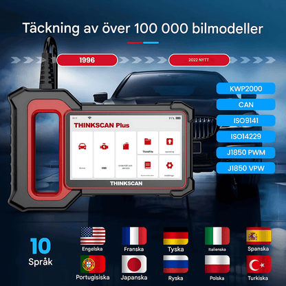 ThinkEdge - Thinkcar Thinkscan Plus S7 Diagnosverktyg | Trådlös OBD2 Bilscanner med 7 System, 28 Reset-funktioner & Fullständig OBD2-diagnostik