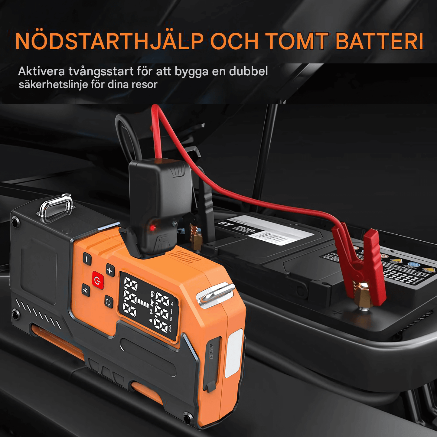 PowerDrive - Portabel Starthjälp, Däckpump & Powerbank med Digital Display