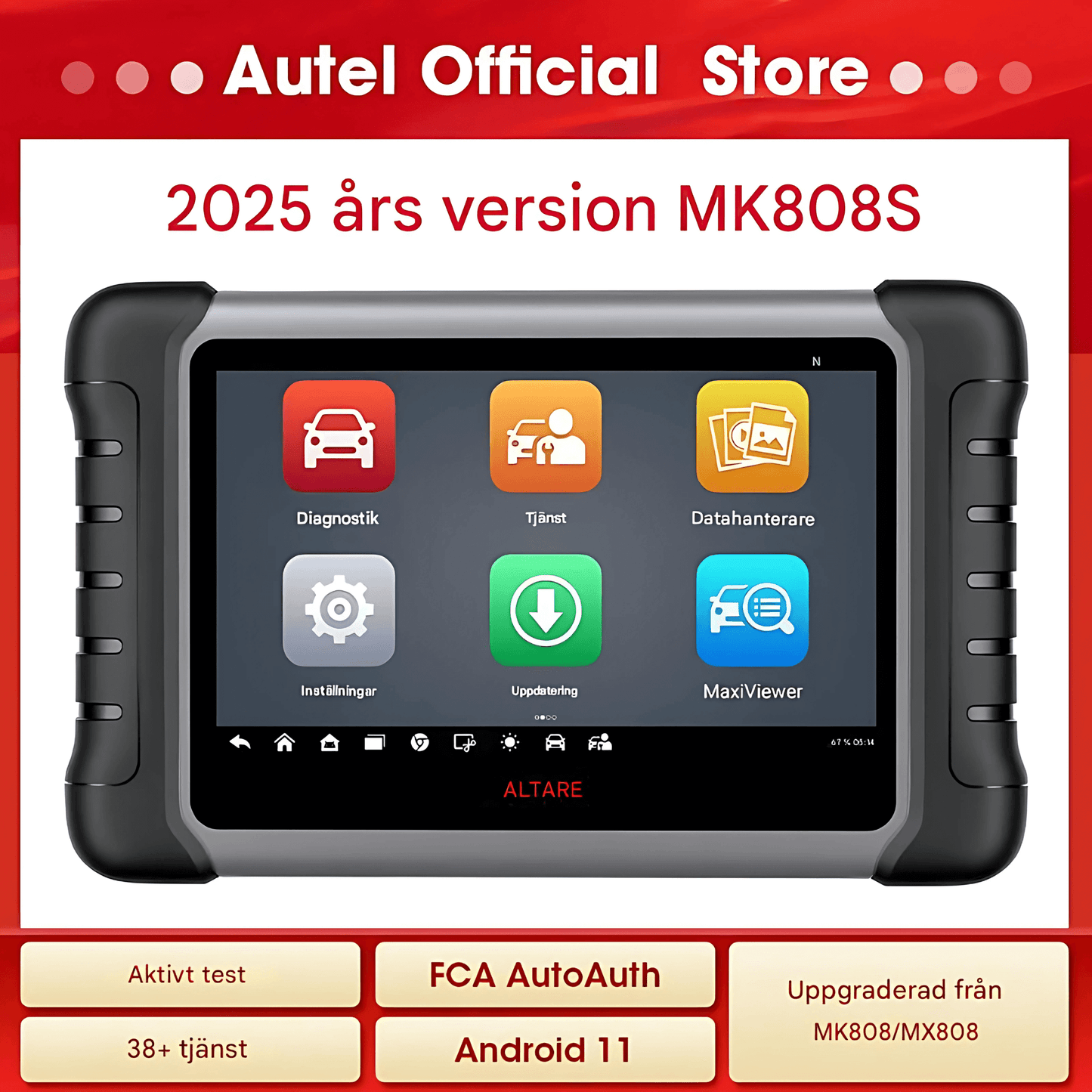 DiagMaster – Autel MaxiCOM MK808S Professionell OBD2 Diagnostikskanner med Bi‑riktad Kontroll & 38+ Servicefunktioner