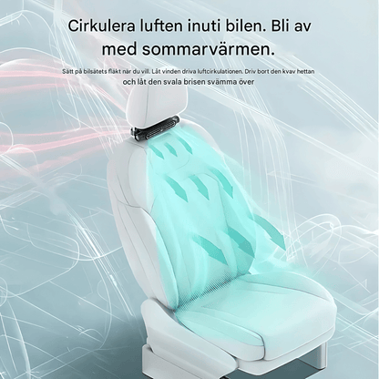 BreezeMate - Bilsätesfläkt för Nackstöd | Portabel Luftcirkulationsfläkt med USB-Laddning & Justerbar Vindstyrka