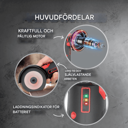 PowerEdge - Vinkelslip | 12 V Mini Slipmaskin med Bärbar Design för Slipning & Polering av Metall, Bil & Hem