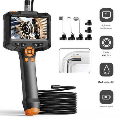 DeepView -  Inspektionskamera | 4.3” IPS Skärm med 1080P HD, IP67 Vattentät Design och 8mm Lins för Bil- och Rörinspektion