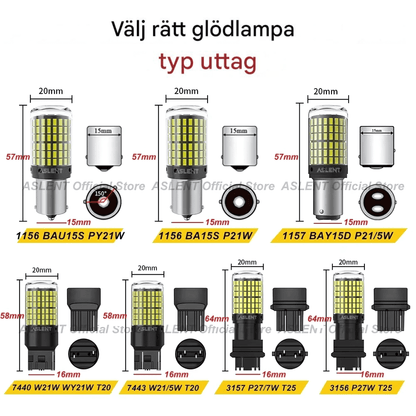 BrightCore -  2-pack Signal LED-lampor för blinkers och bromsljus | CanBus-kompatibla 12V för bil & MC
