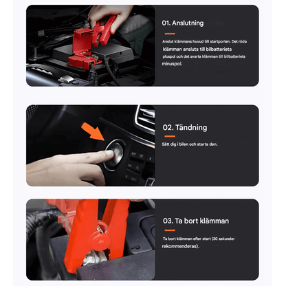 PowerCruise – Starthjälp & Powerbank 2500A med LED‑Lampa & Snabbladdning