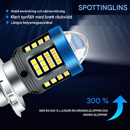 BrightGlide - LED motorsykkellys | H4 BA20D hvit og gul hi-lo frontlykt for scooter og MC