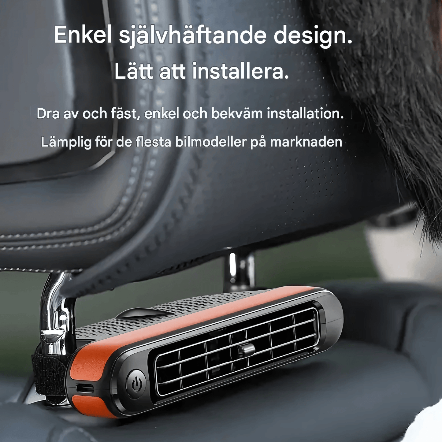 BreezeMate - Bilsätesfläkt för Nackstöd | Portabel Luftcirkulationsfläkt med USB-Laddning & Justerbar Vindstyrka